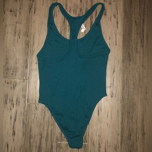 Free People Ribbed Henley Racerback Bodysuit Teal NWOT - Picture 2 of 5